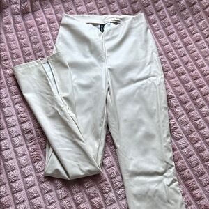 H&M Cream fake leather flare pants with V waist line
